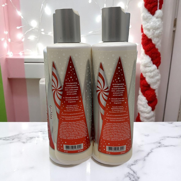 Lot 2 x Bath & Body Works Twisted Peppermint Body Lotion Vintage Larger 10 oz - Picture 2 of 5